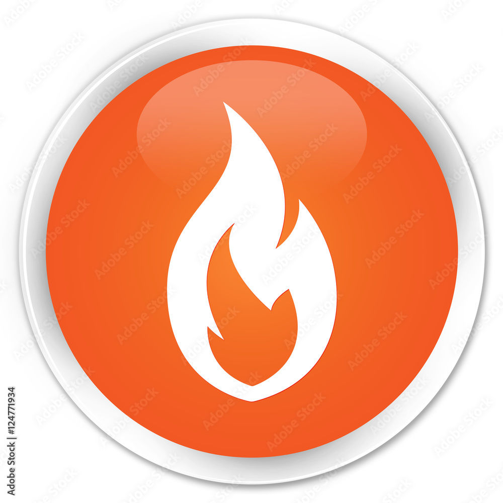 Fire flame icon orange glossy round button Fire flame icon orange glossy round button
