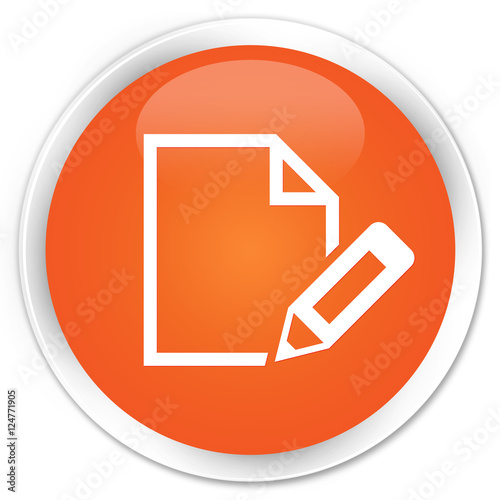 Edit document icon orange glossy round button