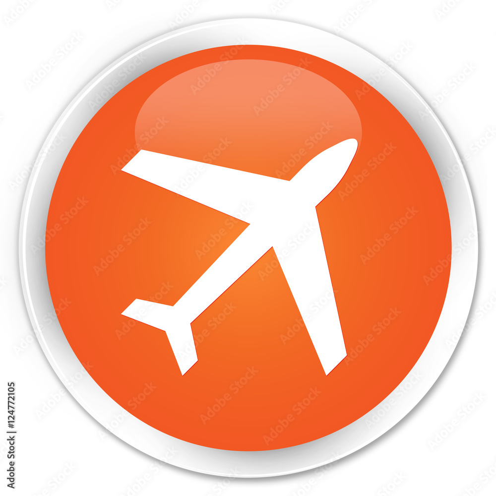 Plane icon orange glossy round button Plane icon orange glossy round button
