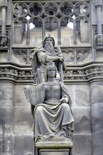 detail of Kranner's fountain is a Neo-Gothic monument by the Vltava river on the Smetana Embankment. Prague, Czech Republic. photo