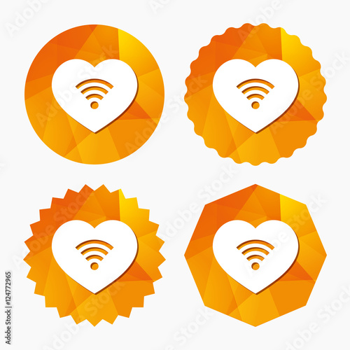 Love Wifi sign. Wi-fi symbol. Wireless Network.