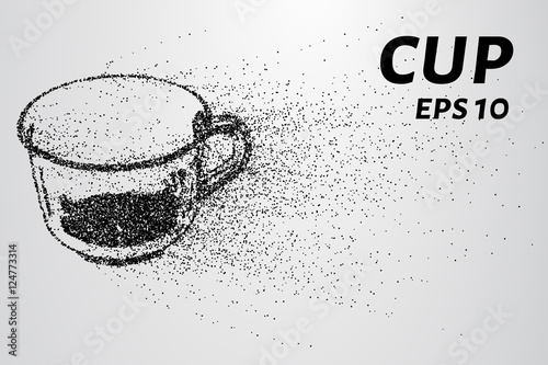 Cup of the particles. The Cup scattered on the circles and points. Vector illustration