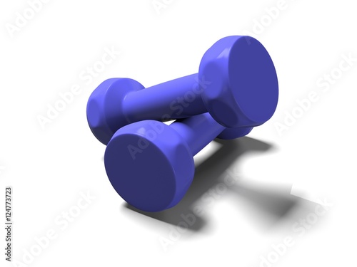 Two dumbbells on a white background 3d render