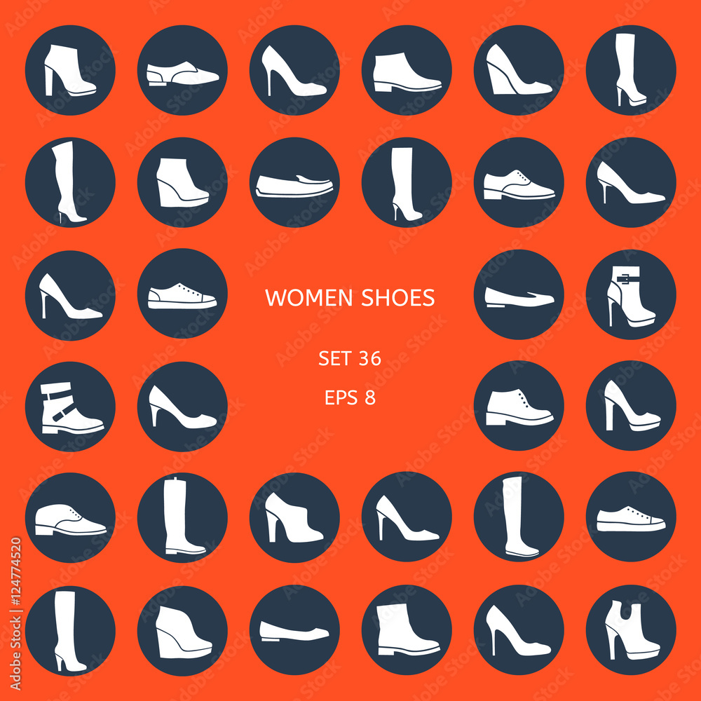 Women's shoes on an orange background: boots, shoes, sneakers. Autumn and winter Women's shoes on an orange background: boots, shoes, sneakers. Autumn and winter