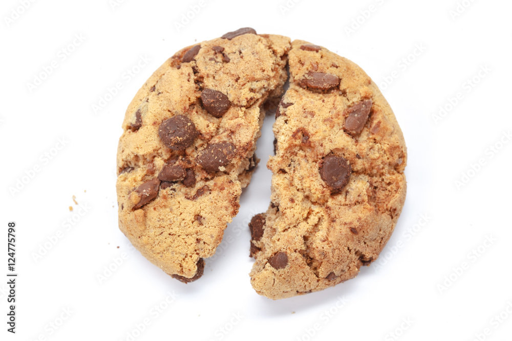 Chocolate chip cookie on white Chocolate chip cookie on white