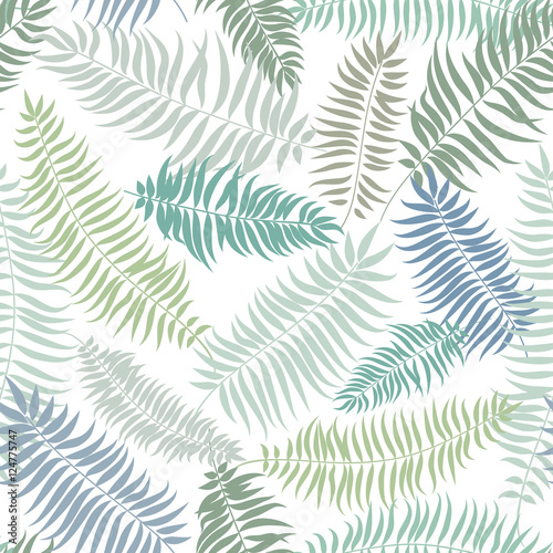 Abstract floral pattern Palm tree leaves swirl seamless texture. Stylish summer nature background