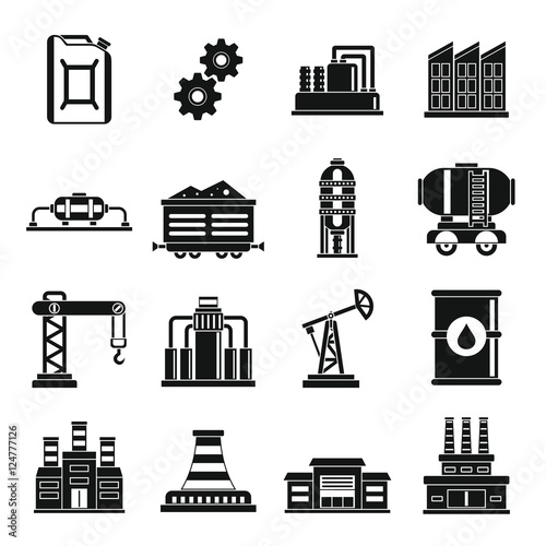 Industry icons set. Simple illustration of 16 industry vector icons for web