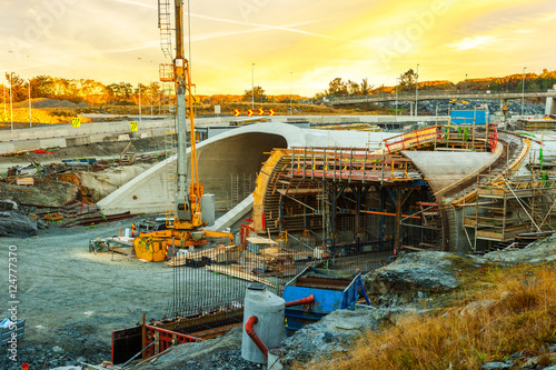 Obraz na płótnie Parallel highway tunnels under construction in Stavanger, Norway. w salonie