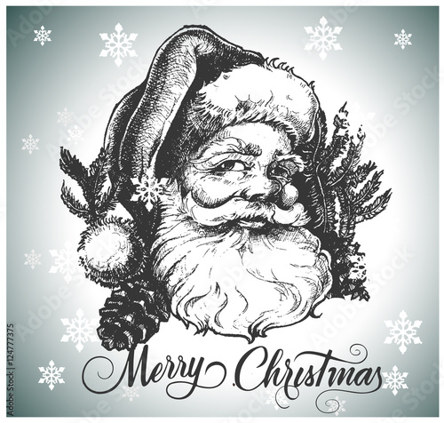 Santa Claus head. Hand drawn illustration