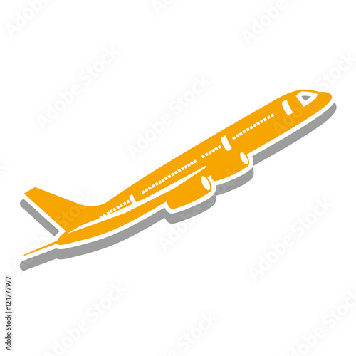 yellow airplane isolated pictogram image vector illustration design 