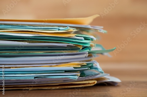 Stack of files on table photo