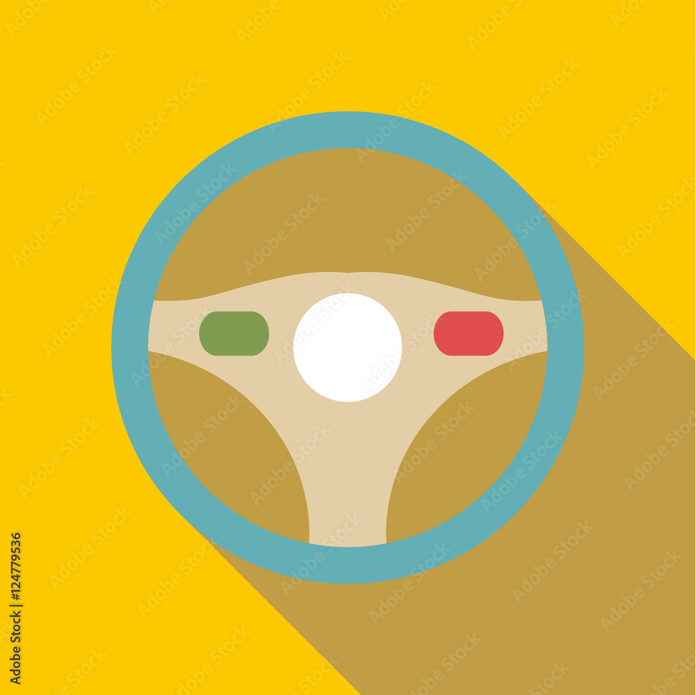 Steering wheel icon. Flat illustration of steering wheel vector icon for web isolated on yellow background Steering wheel icon. Flat illustration of steering wheel vector icon for web isolated on yellow background