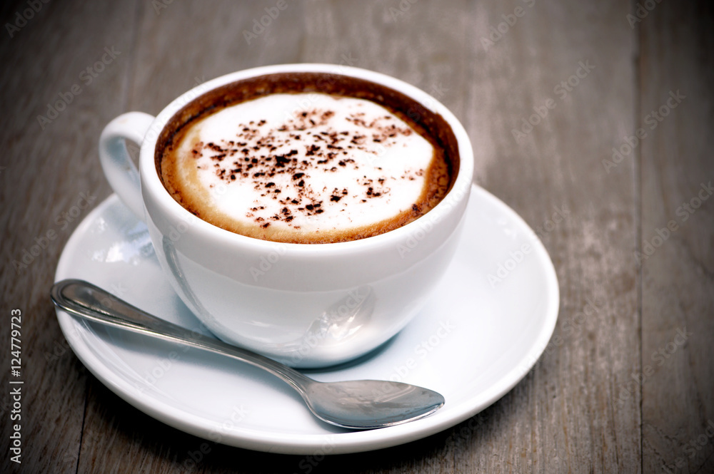 Original Latte on Wood Background. Original Latte on Wood Background.