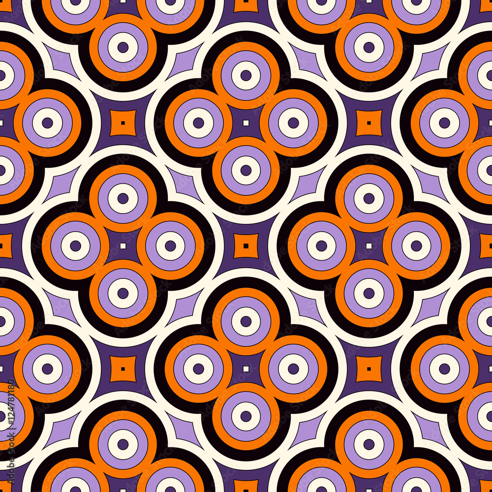 Seamless pattern in Halloween traditional colors. Abstract background with bright geometric ornament. Seamless pattern in Halloween traditional colors. Abstract background with bright geometric ornament.