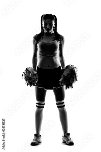 Sihlouette of cheerleader on white background