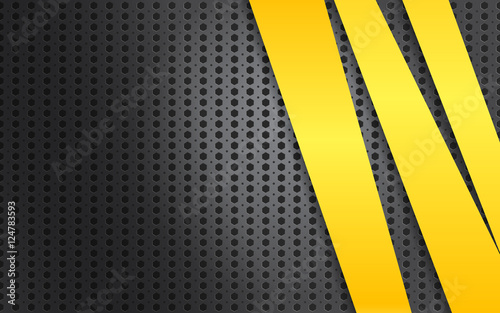 Abstract metal background with yellow lines. Vector illustration