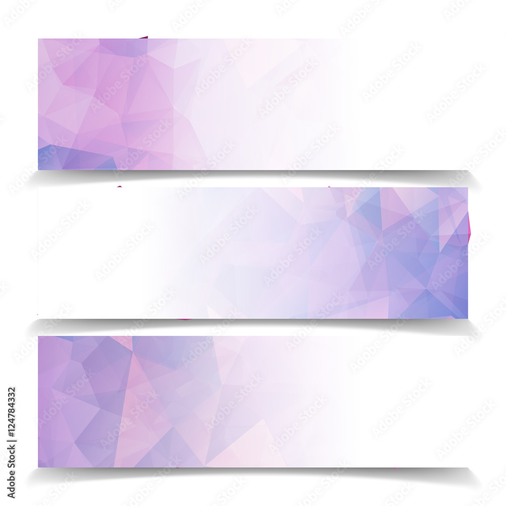 set of Abstract purple pastel colored Triangular Polygonal vecto