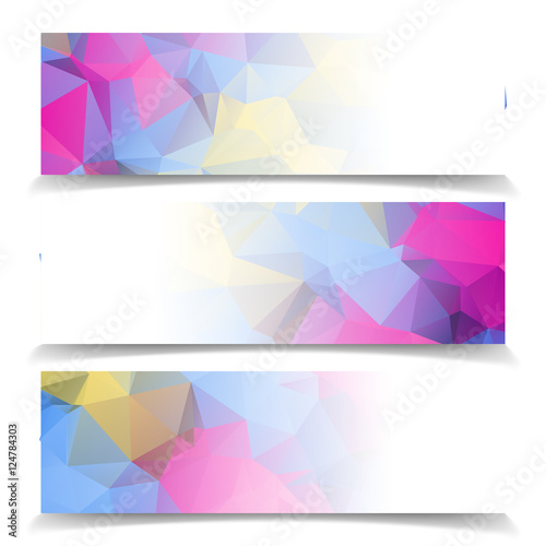 Abstract set of colorful banners with Modern Triangular Polygona