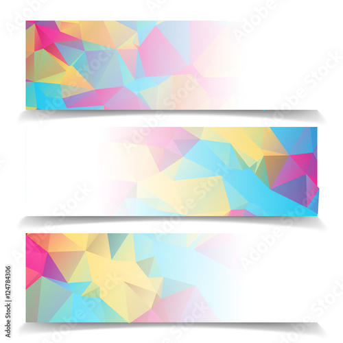 Abstract set of colorful banners with Modern Triangular Polygona
