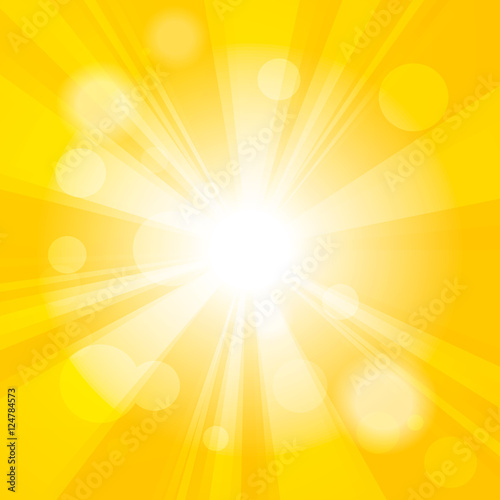 Bright yellow abstract festive bokeh sun effect background