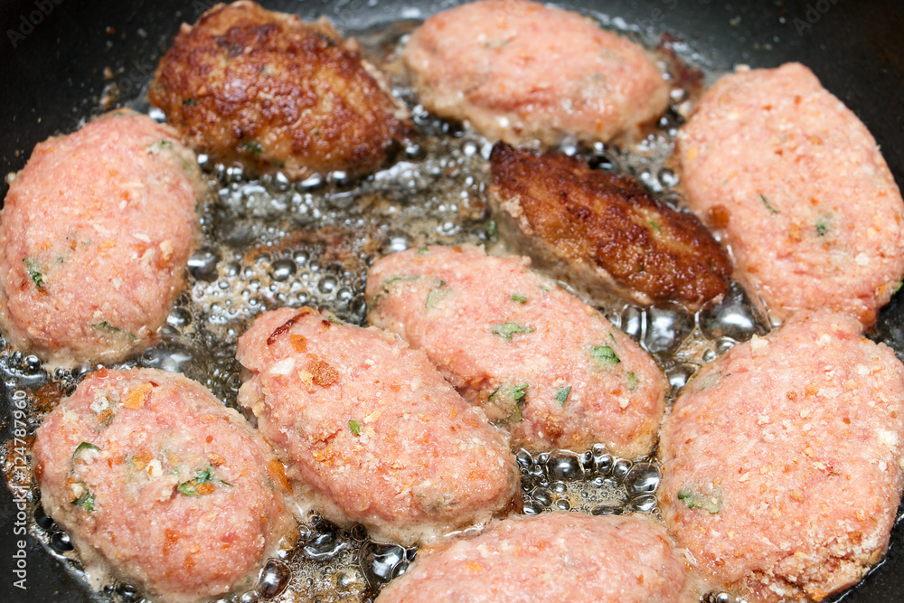 cutlets fried in a pan cutlets fried in a pan