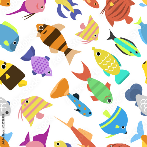 Cute fish vector illustration seamless pattern