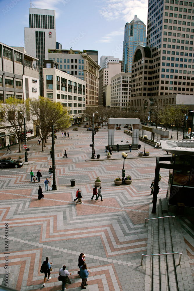 pedestrians on square