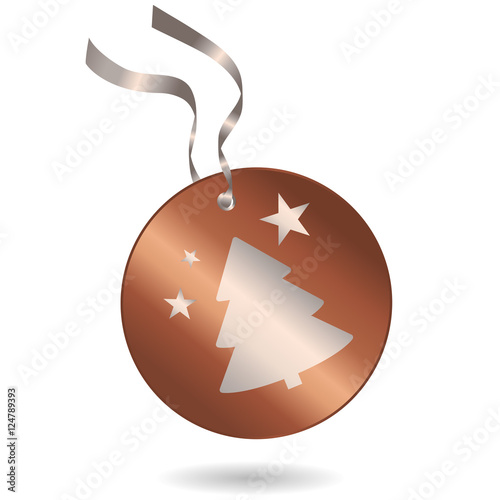Weihnachtsanhänger mit Tannenbaum und Sternen kupfer silber