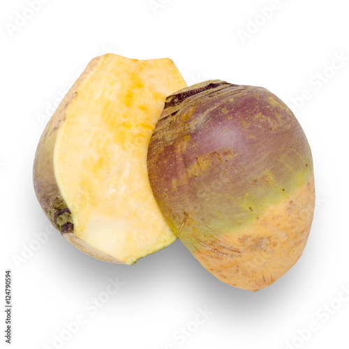 Fotografija Swede vegetable cut in half isolated on white with clipping path