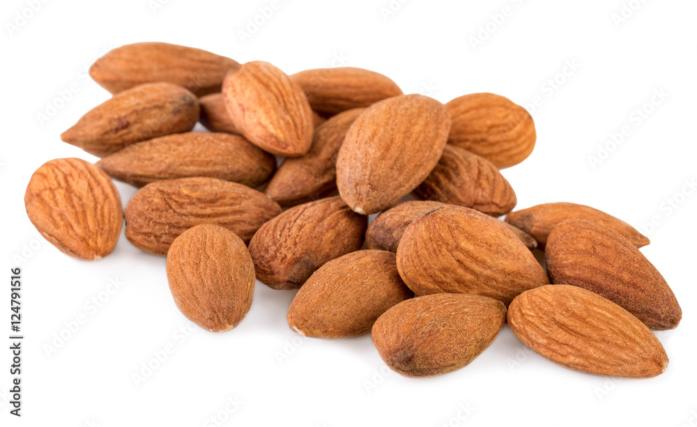 Almond nuts handful almonds isolated on white Almond nuts handful almonds isolated on white