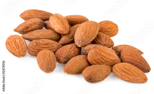 Almond nuts handful almonds isolated on white