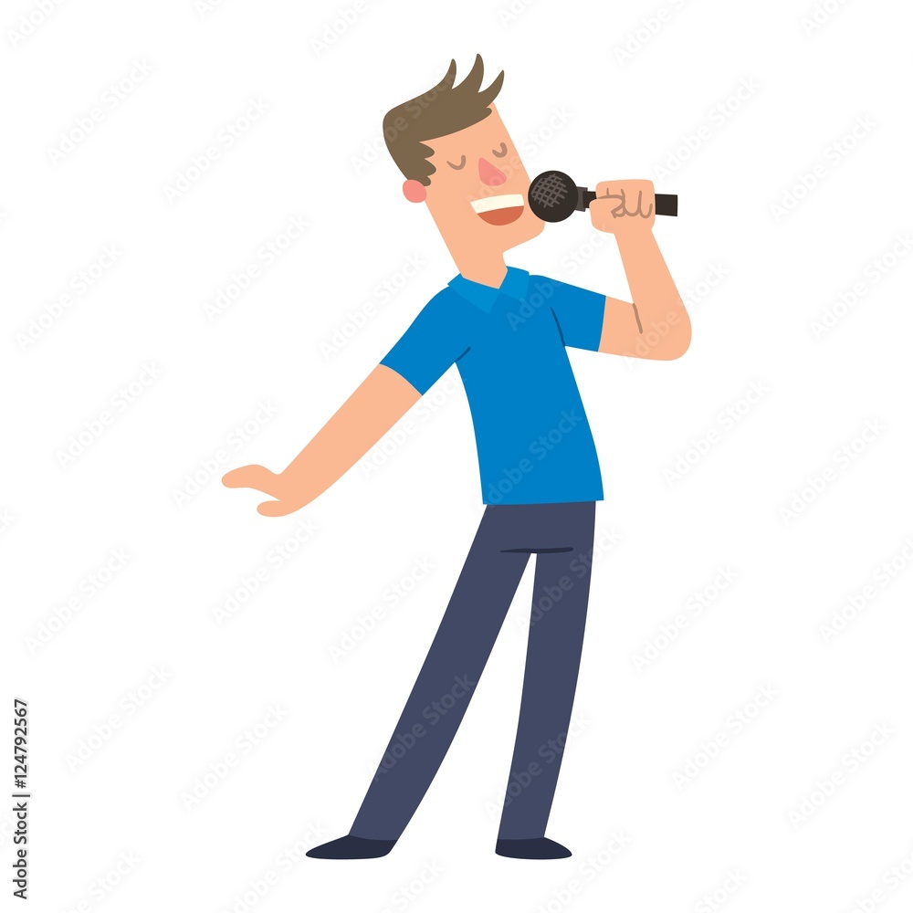 Obraz premium Singing people vector character