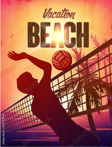 Summer vector poster vacation beach