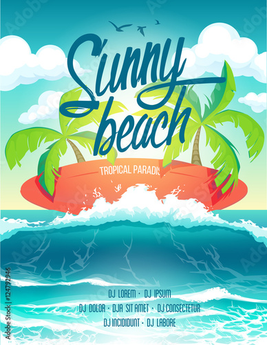 Sunny poster surf beach party