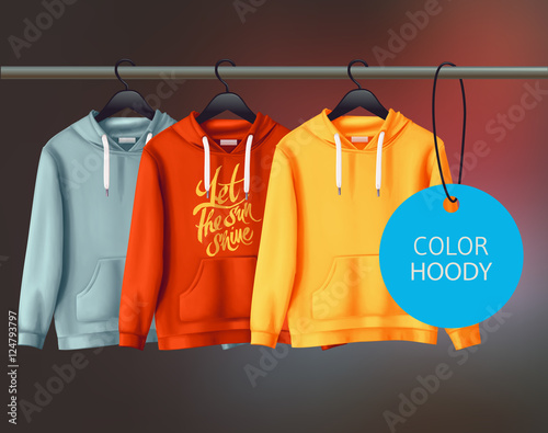 Color vector unisex hoody design template.