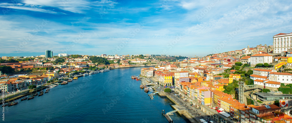 panorama of Porto, Portugal old town on the Douro river