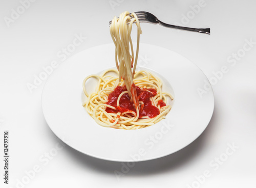 dish with spaghetti
