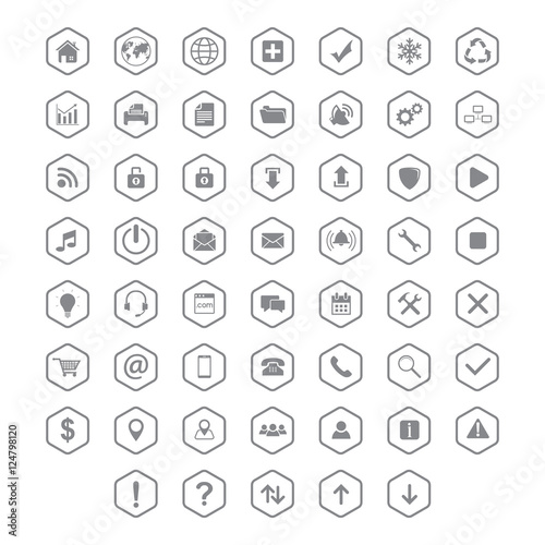 set flat icon hexagon