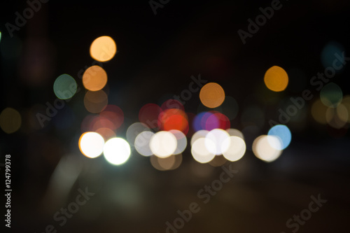 De focused/Blurred image of lights. Blur lights. Light bokeh. © RobbinLee