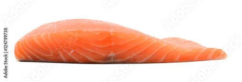 Fresh salmon fillet isolated on white background