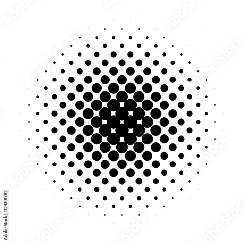Circle halftone pattern / texture. Monochrome halftone dots.