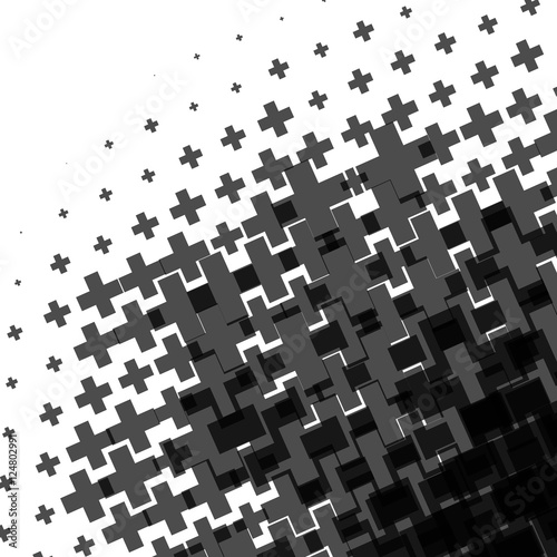Halftone pattern made of crosses. Monochrome halftone pattern /