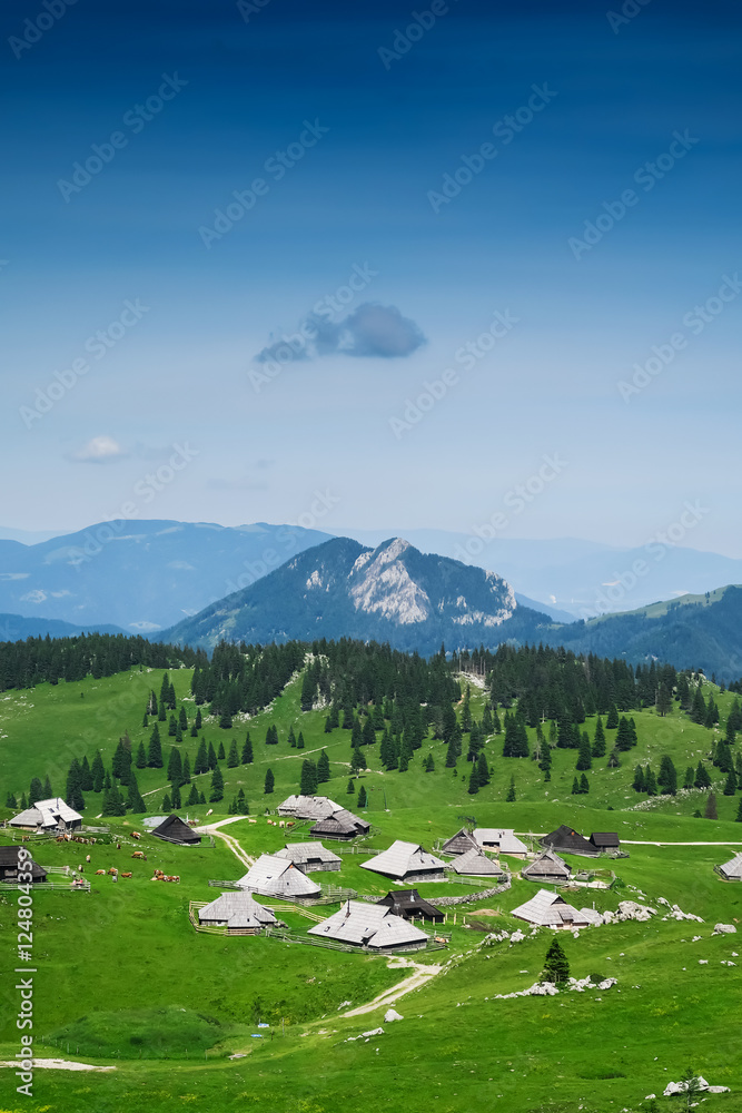 Fototapeta premium Velika Planina or Big Pasture Plateau, Slovenia.