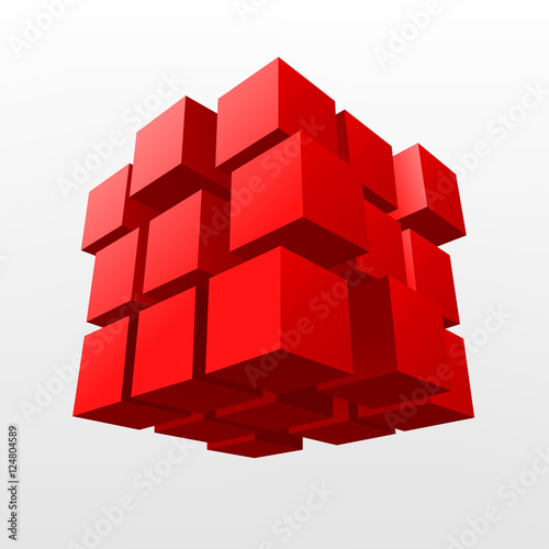 Abstract Red cube Vector Illustration