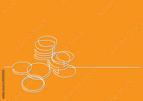 continuous line drawing of money coins