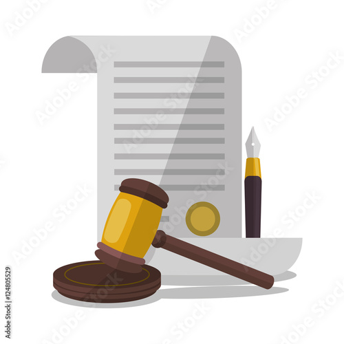 Document and hammer icon. Law justice legal and judgment theme. Colorful design. Vector illustration