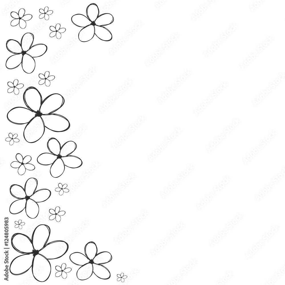 flowers hand drawn cute background for card or greeting card vec
