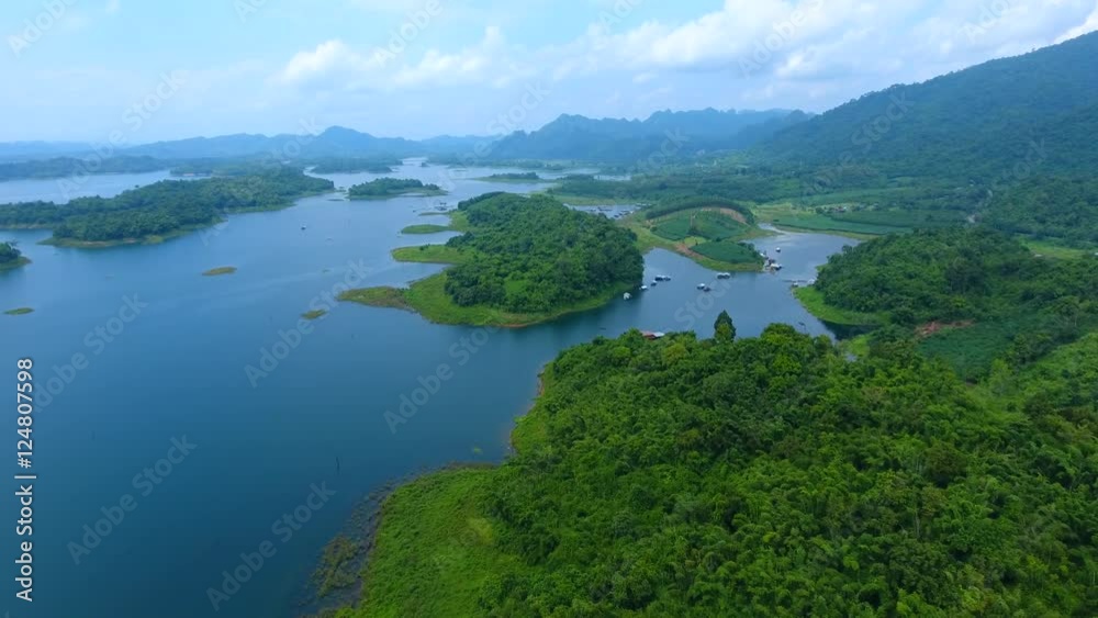 Aerial view of Pom Pee Khaolaem National Park, Kanchanaburi, Thailand.