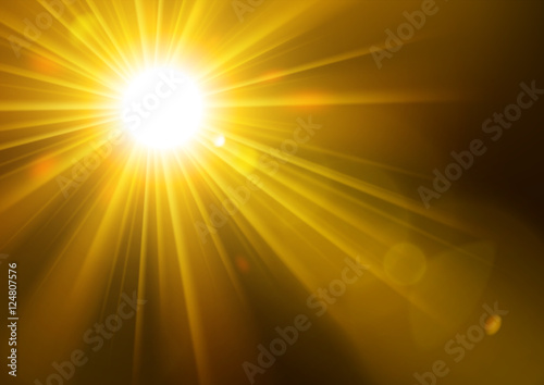 Gold lights shining with lens flare on clipping mask vector illustration