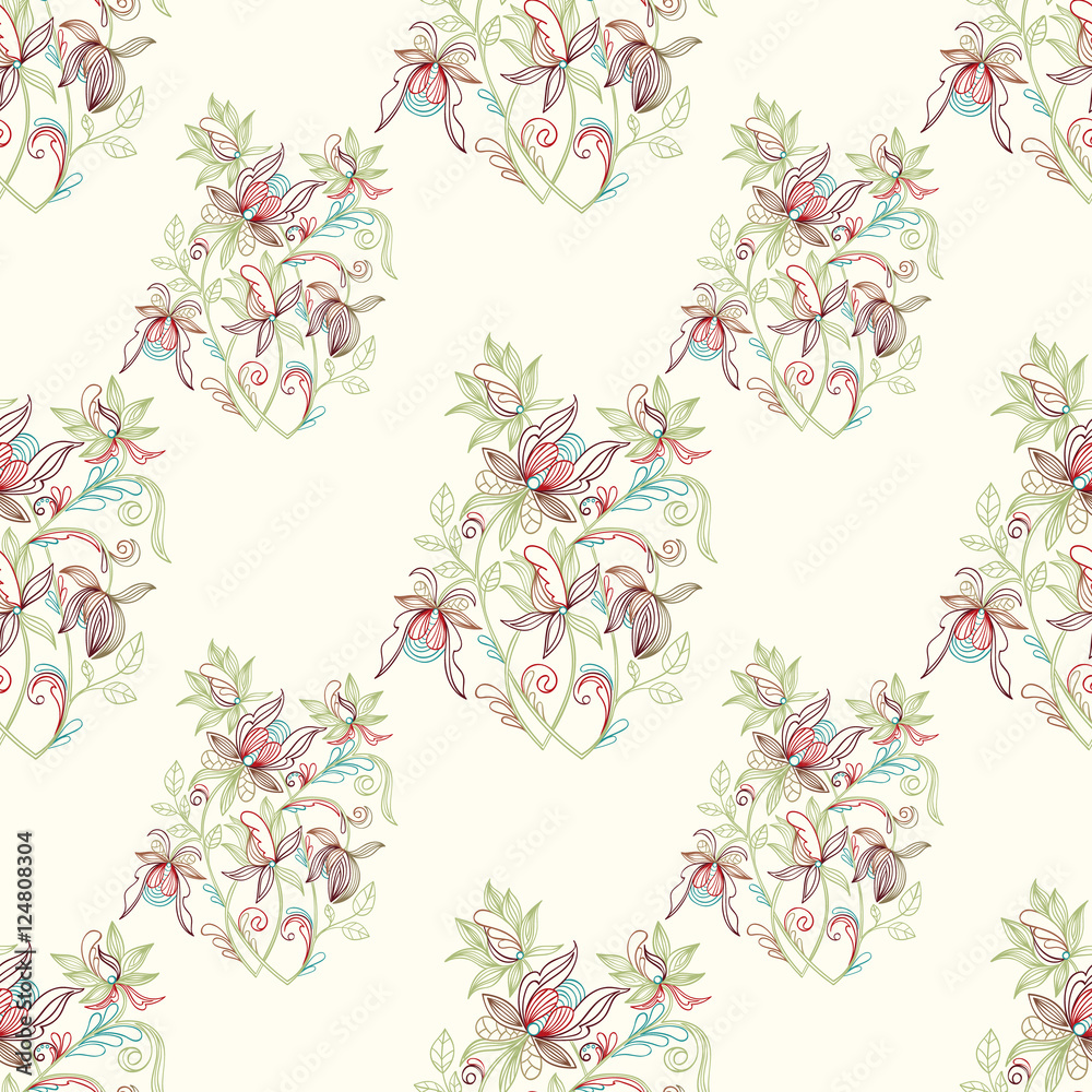 Sketch zentangle vector seamless floral pattern